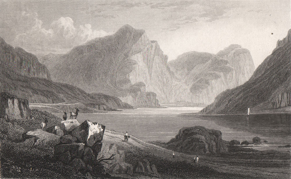 Llyn Ogwen, Caernarfonshire, Wales, by Henry Gastineau. Snowdonia 1835 print